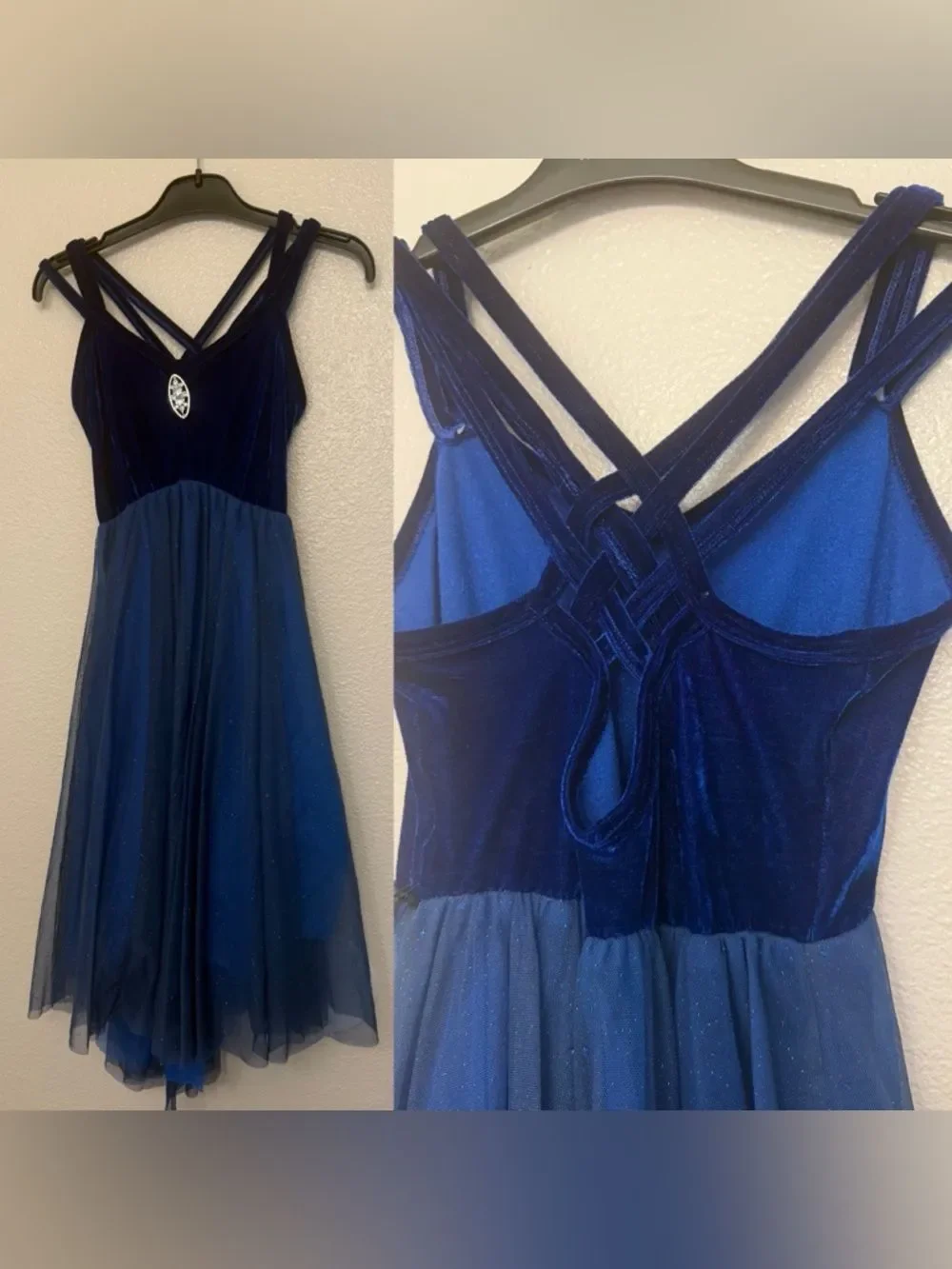Revolution Dance costume blue velvet tutu dress 023 SA-Small adult